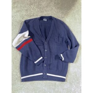 vintage woolrich cardigan anchor mens‎ medium navy Cotton